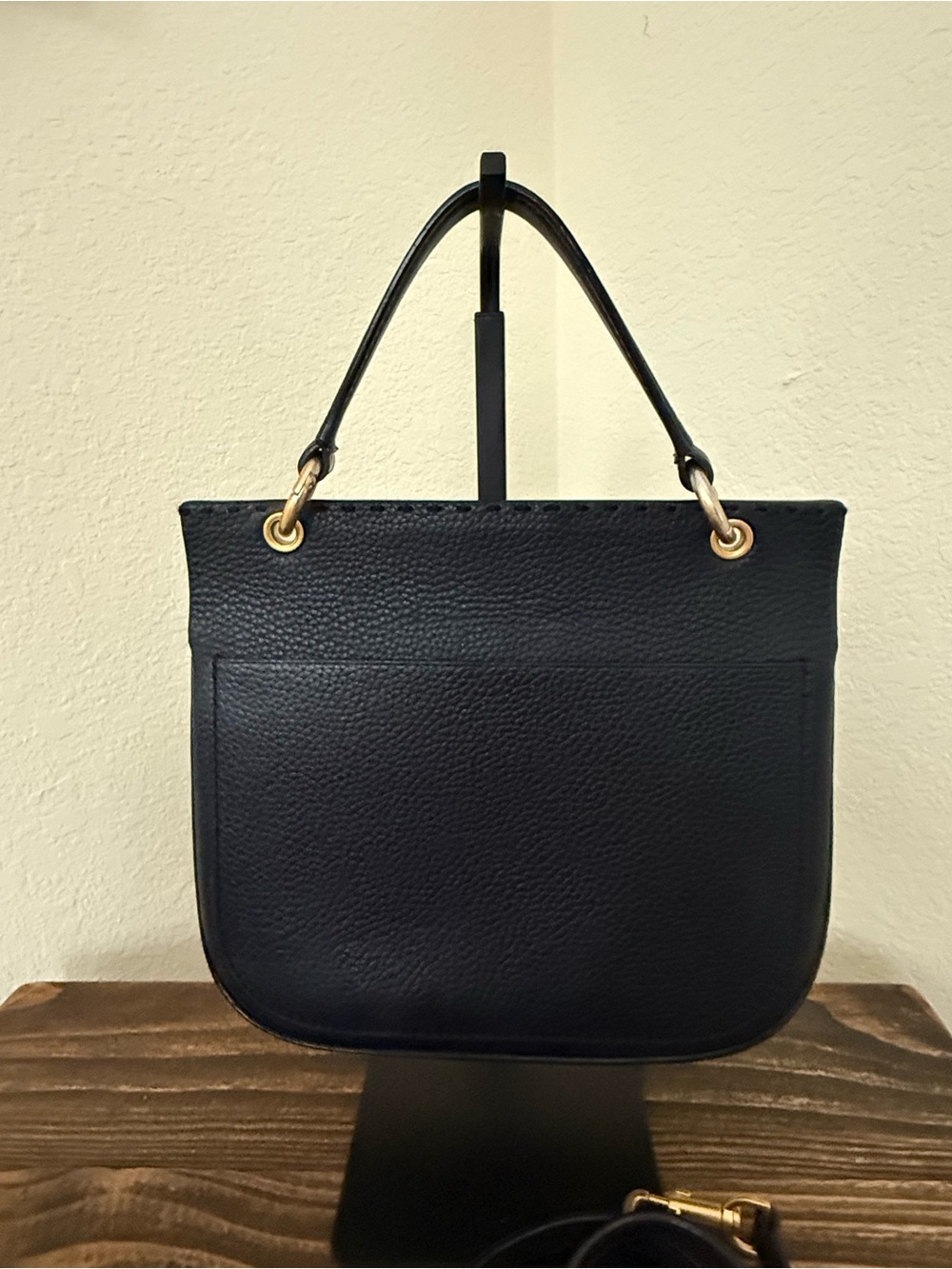 Tory Burch McGraw Dual Strap Satchel / Crossbody – Black Pebbled Leather - Picture 2 of 15